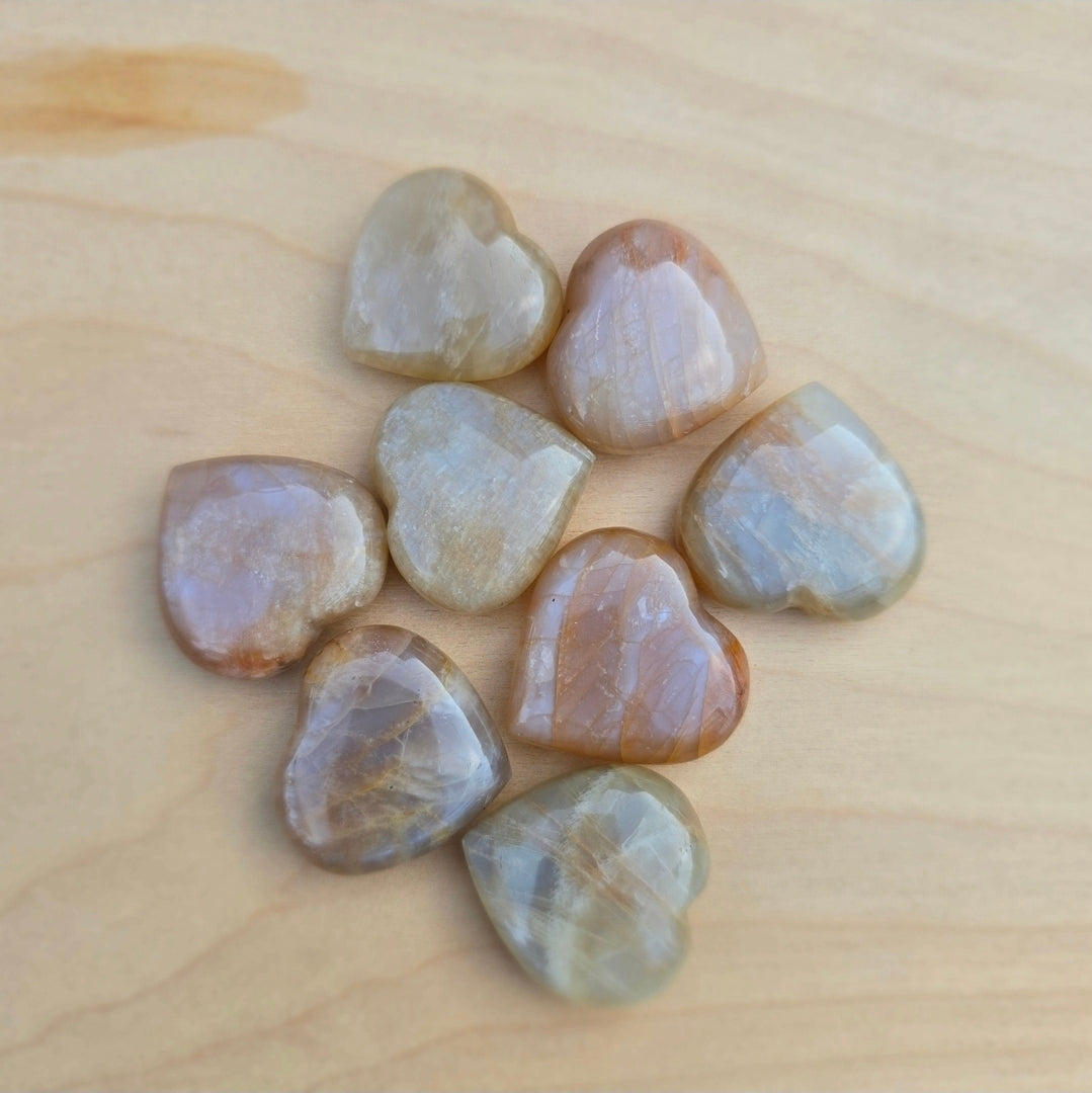 Peach Moonstone Hearts