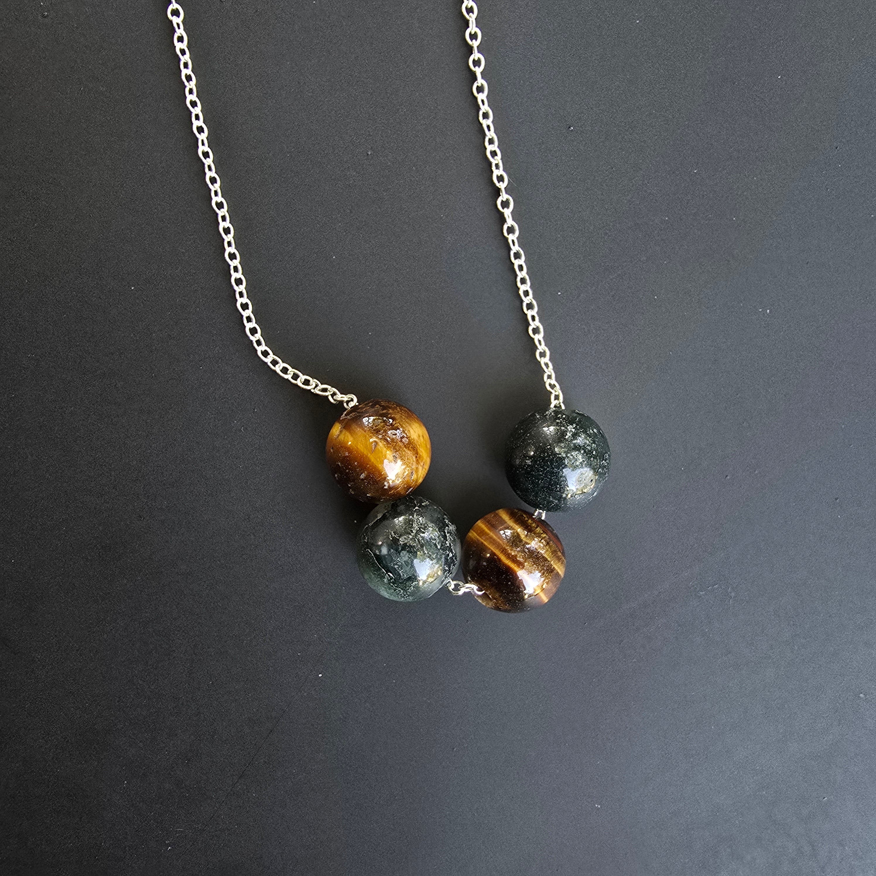 Moss Agate Tiger's Eye Necklace